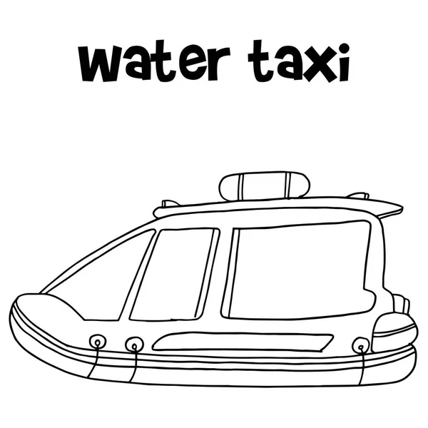 Taxi acqueo di trasporto mano disegnare — Vettoriale Stock