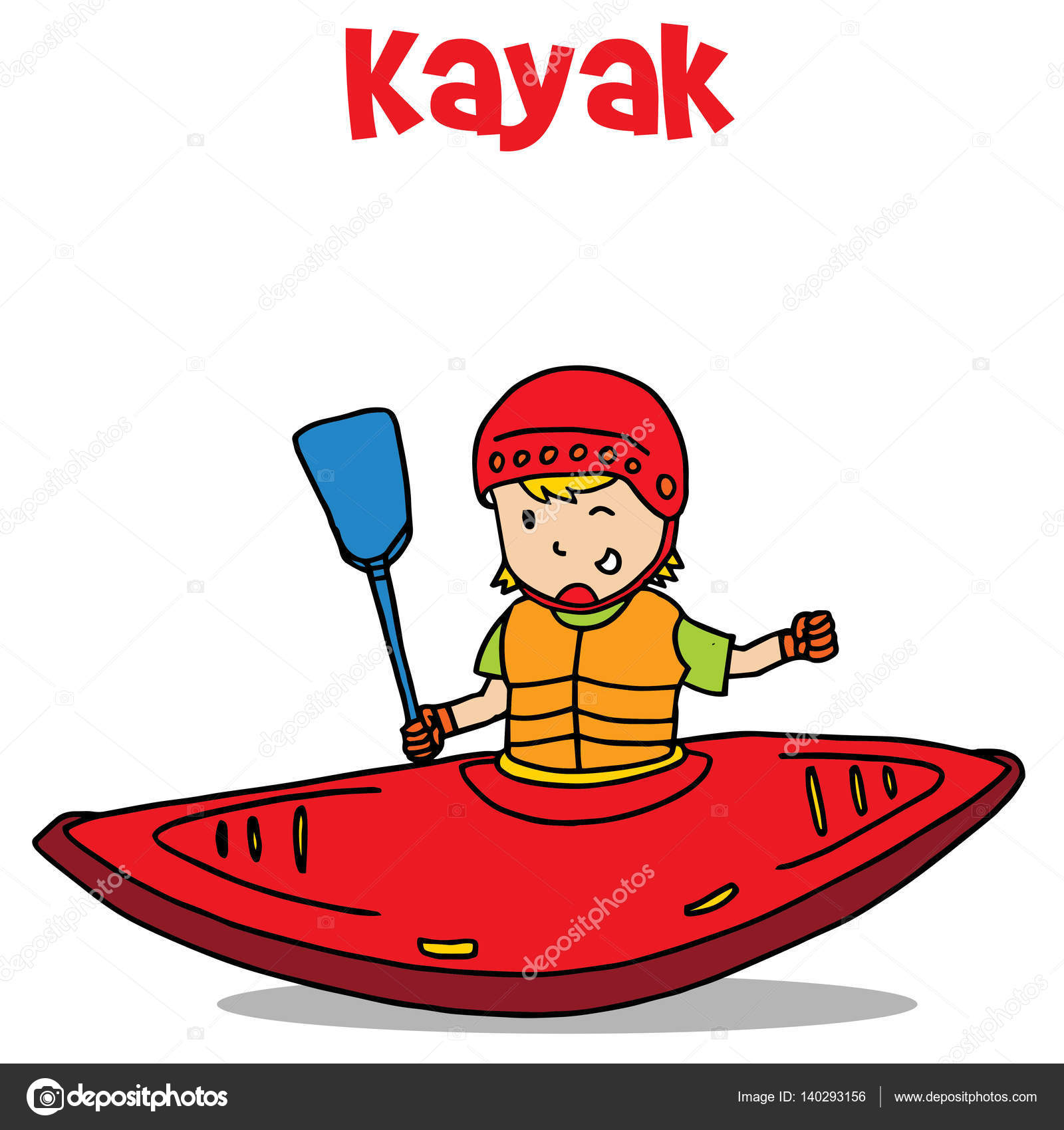 Cartoon of kayak vector art illustration Stock Vector Image by ©kongvector  #140293156