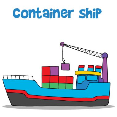 Karikatür konteyner gemisi vektör