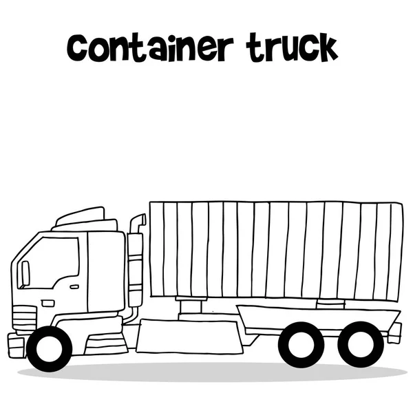 Gambar tangan dari truk kontainer - Stok Vektor