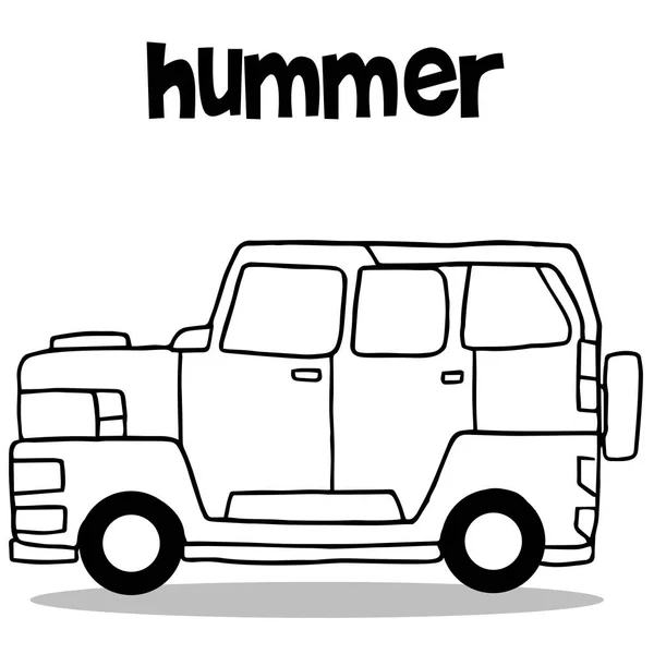 Disegno a mano di trasporto hummer — Vettoriale Stock