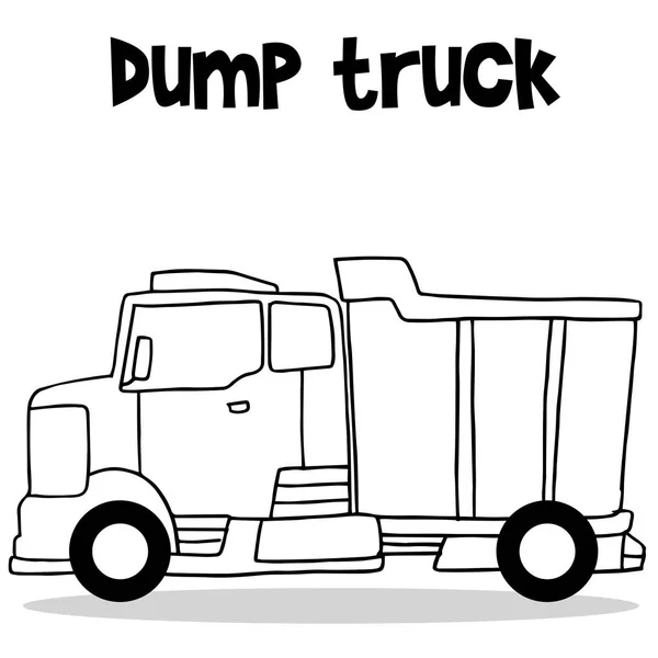 Dump truck collezione con disegno a mano — Vettoriale Stock