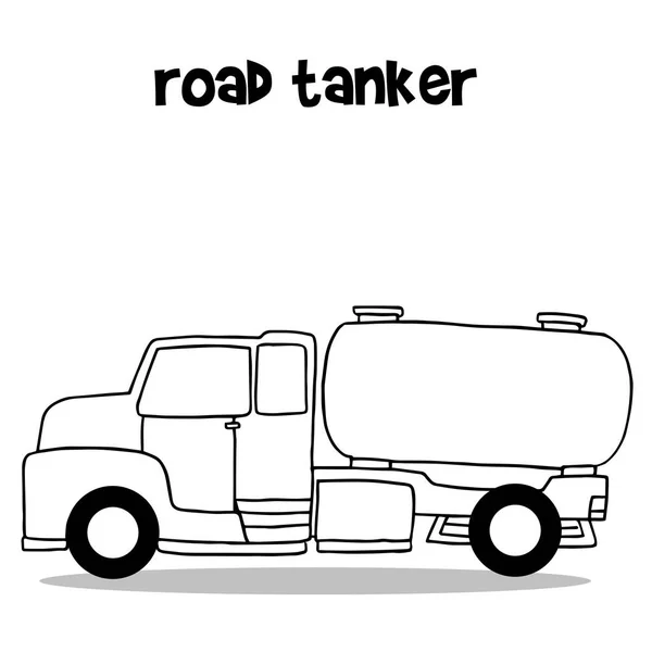 Jalan tanker dengan tangan menarik - Stok Vektor