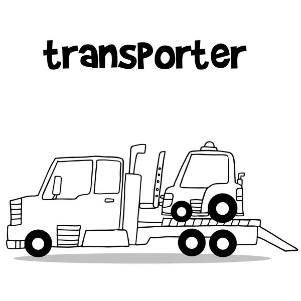 Transporter vrachtwagen met hand tekenen — Stockvector