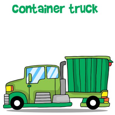 Yeşil konteyner kamyon vektör çizim