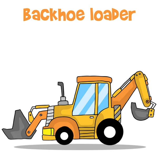 Backhoe loader desenho animado arte vetorial — Vetor de Stock