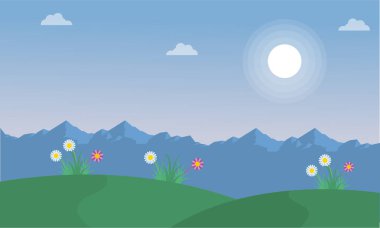 Hill bahar peyzaj çiçek