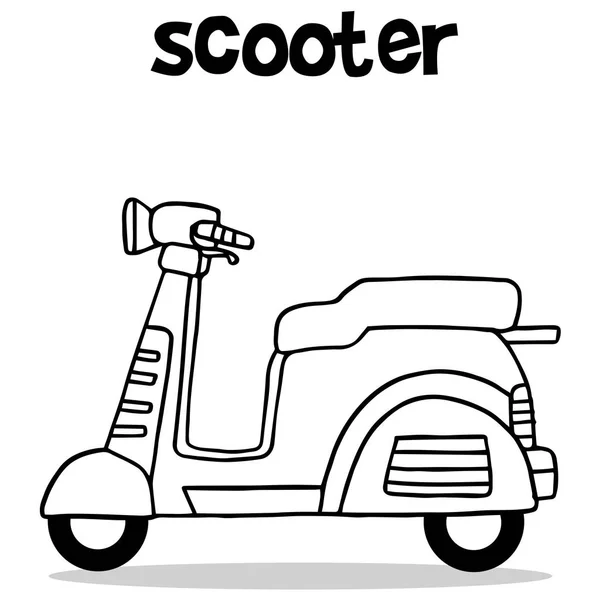 Disegno a mano del vettore scooter — Vettoriale Stock