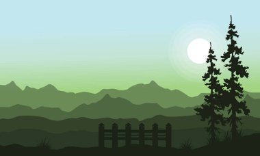 Dağ arka plan ile Ladin peyzaj