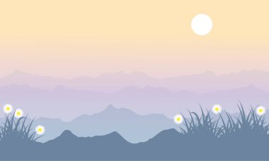 Üstünde belgili tanımlık tepe bahar manzara