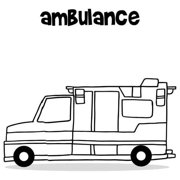 Hand tekenen van ambulance auto — Stockvector