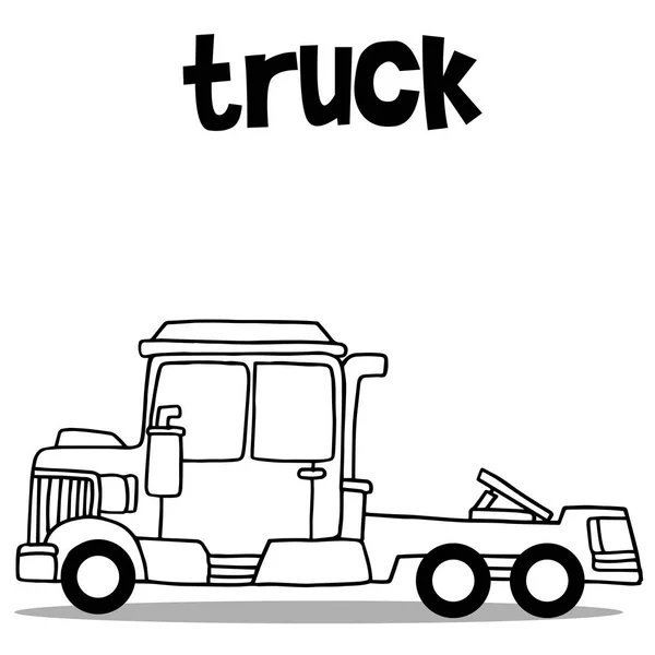 手でトラック輸送コレクションを描く — ストックベクタ