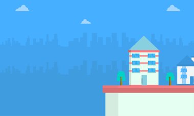 Şehir arka plan manzara ile ev