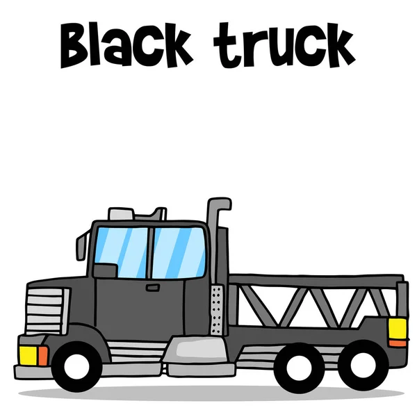 Vervoer van zwarte vrachtwagen vectorillustratie — Stockvector