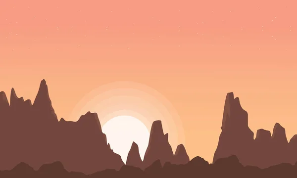 Bij zonsopgang rots landschap vector kunst — Stockvector