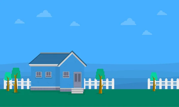 Пейзаж будинку з фоном блакитного неба — стоковий вектор