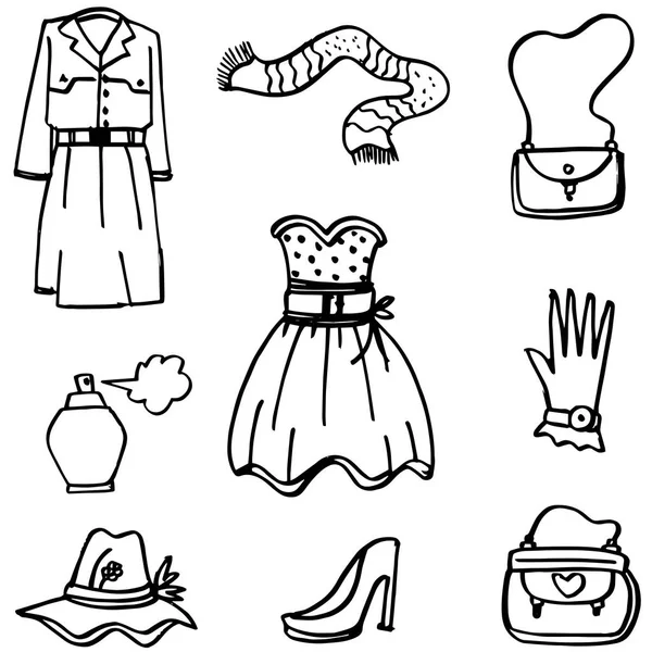 Doodle of girl clothes hand draw — Stock Vector