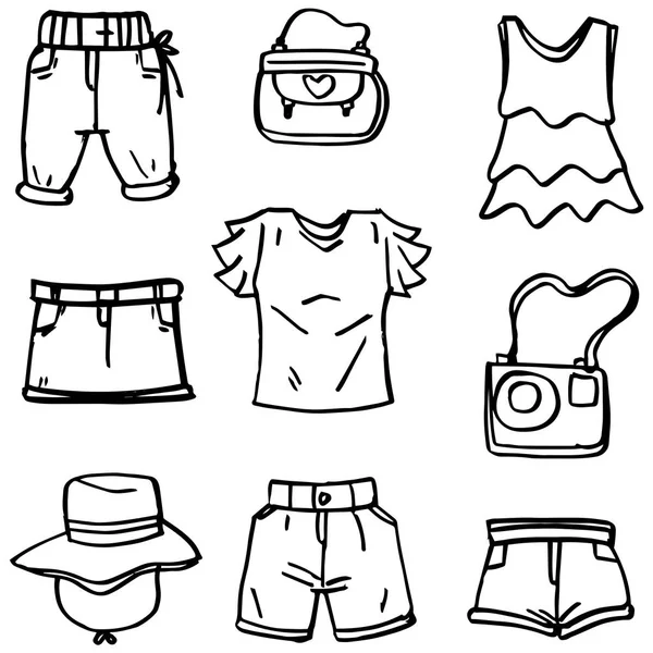 Doodle ρούχα και αντικείμενο για γυναίκες — Διανυσματικό Αρχείο
