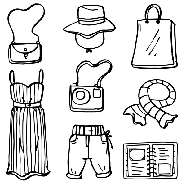 Ρούχα και αξεσουάρ από doodle — Διανυσματικό Αρχείο