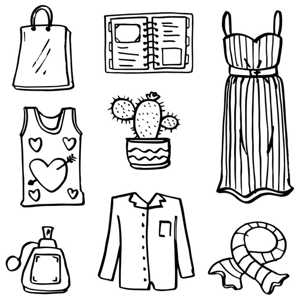 Dibujos: prendas de vestir femeninas para colorear | conjunto de ropa