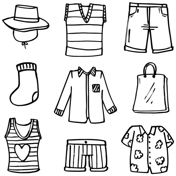 Doodle de moda conjunto de roupas — Vetor de Stock