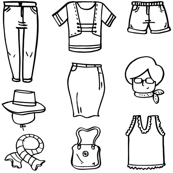 Doodle oblečení styl žen — Stockový vektor