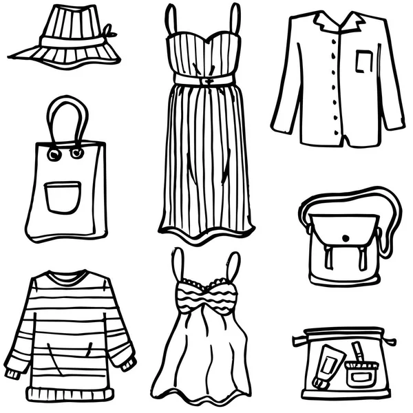 Ilustración vector de conjunto de ropa garabatos — Archivo Imágenes Vectoriales
