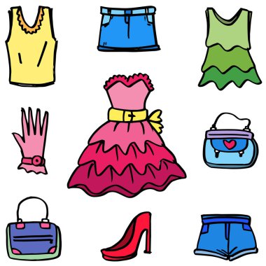 Vektör sanat kadın Giyim tarzının doodles