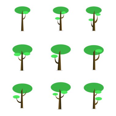 Vektör düz yeşil ağaç kümesi