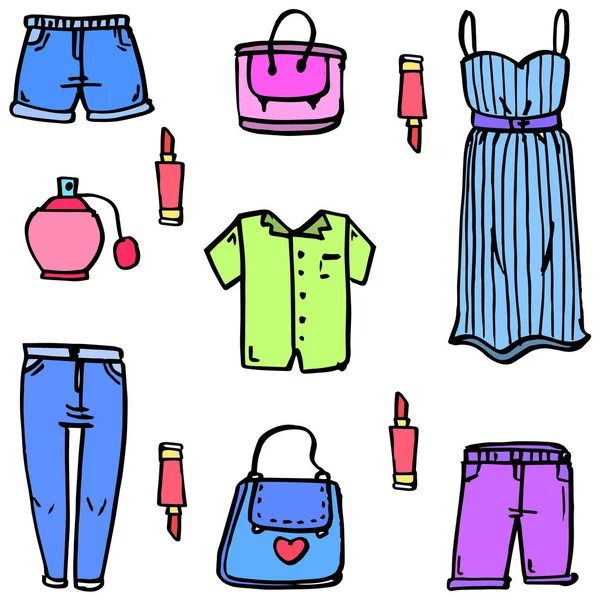 妇女的衣服套的涂鸦 — 图库矢量图片