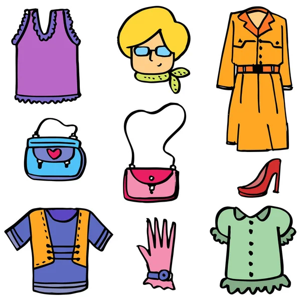 Caniche de vêtements de fille et accessoires — Image vectorielle