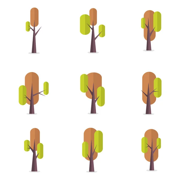 Tree set style of vector art — Stock Vector