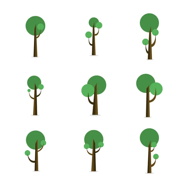 Set ou style arbre vert — Image vectorielle