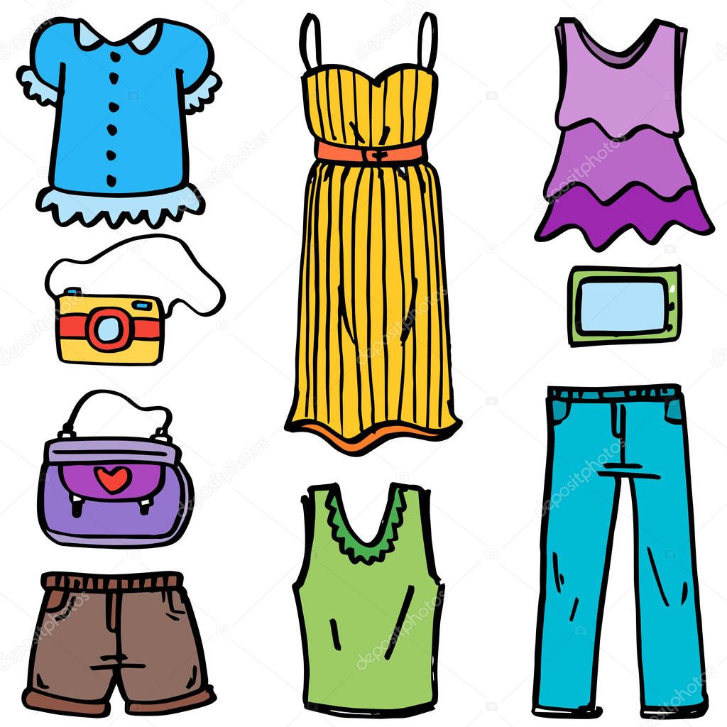 Doodle of women clothes bag collection — Stock Vector © kongvector ...