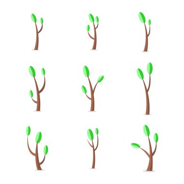 Vektör düz ağaç bahar ayarla