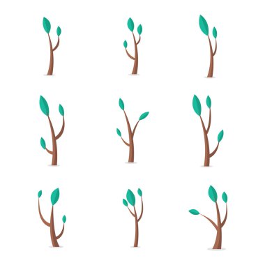 Ağaç bahar stil vektör sanat ayarla.