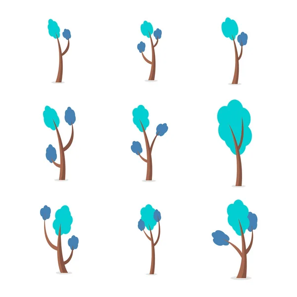 Conjunto de árvore estilo vetor plana — Vetor de Stock