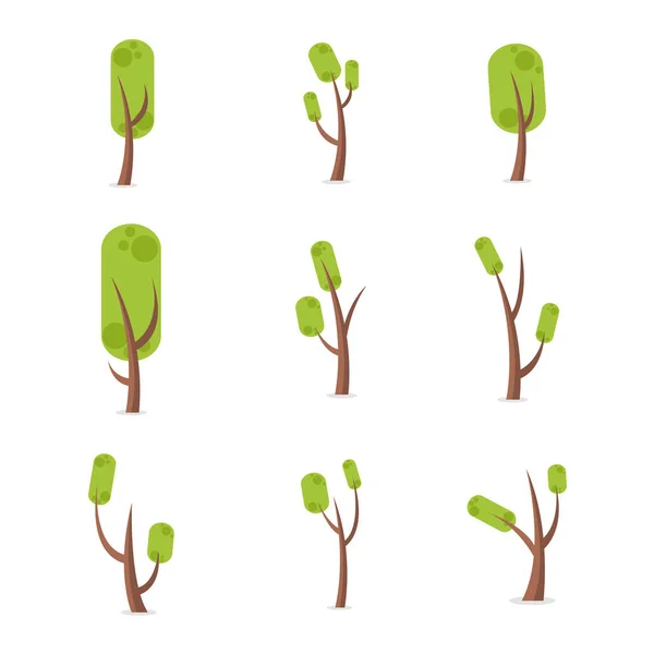 Reihe von Baum-Vektorillustrationen — Stockvektor