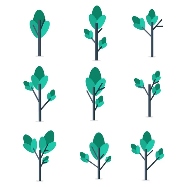 Ilustração do conjunto de estilo de árvore — Vetor de Stock