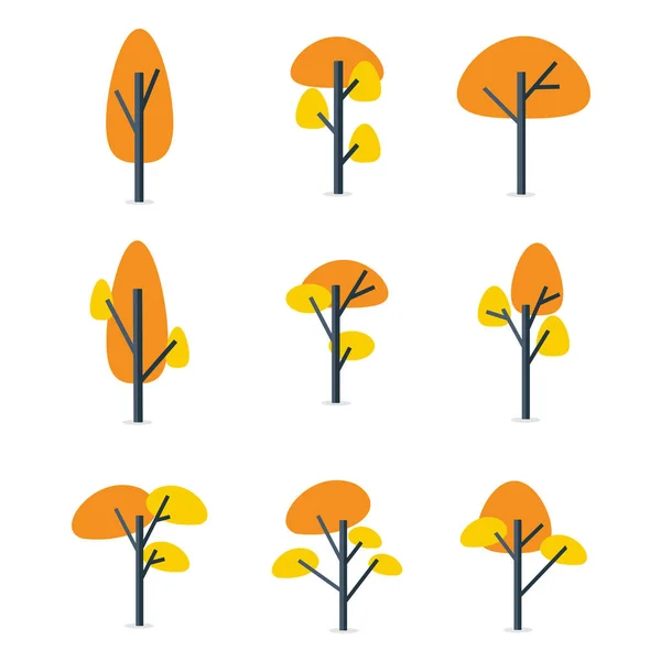 Tree style various set vector flat — Stock Vector