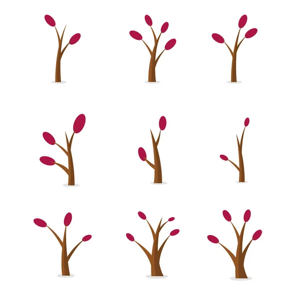 Träd in vektorillustration av uppsättningen för spel — Stock vektor