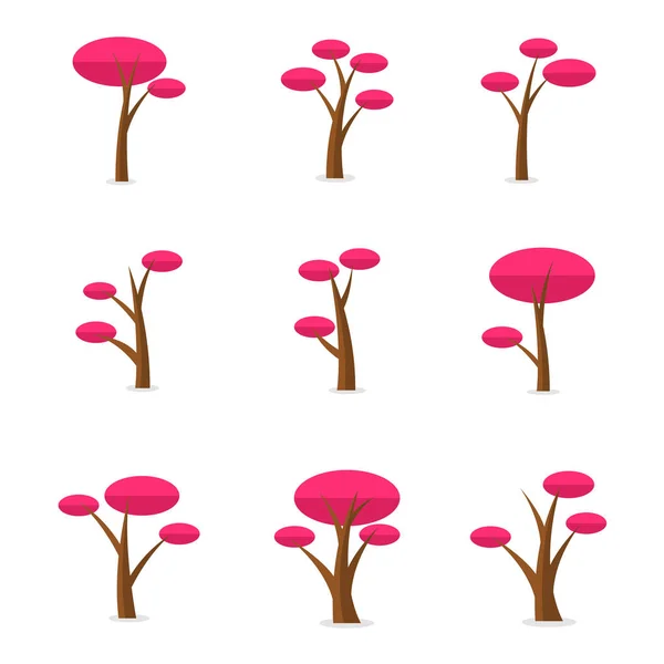 Ilustração do conjunto de árvores para jogo — Vetor de Stock
