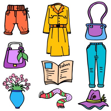 Doodle kadınların stil nesnesinin giydirin