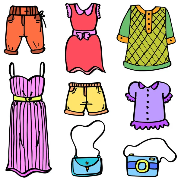 Doodle de las mujeres colección de ropa de estilo — Archivo Imágenes Vectoriales