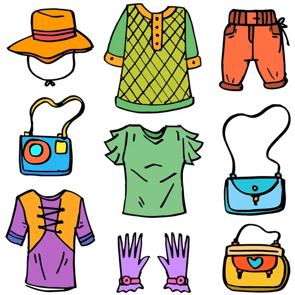 Doodle von Frauen Kleider Set Sammlung — Stockvektor