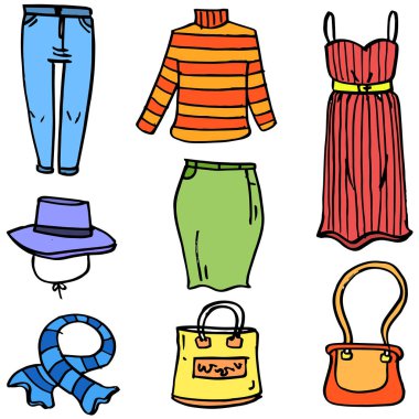 Kadın stil toplama stokunun doodle