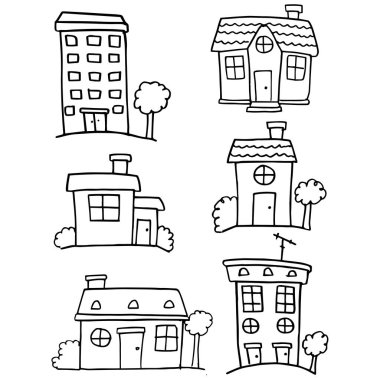 Çeşitli el çizmek ev dizi doodle