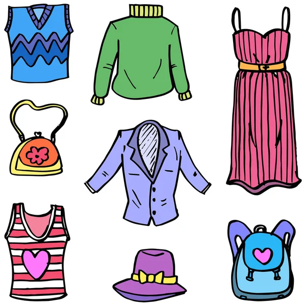 Doodle van kleding stijl voor vrouwen — Stockvector
