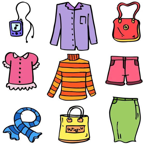 Collection de vêtements pour femmes gribouillis — Image vectorielle