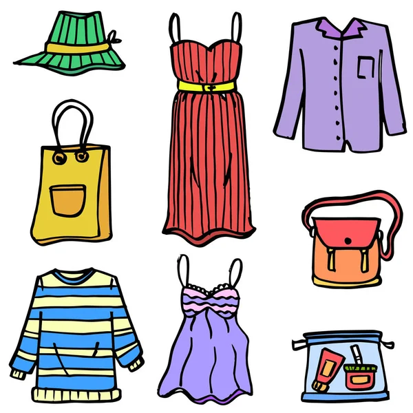Caniche de femmes style objet vêtements — Image vectorielle